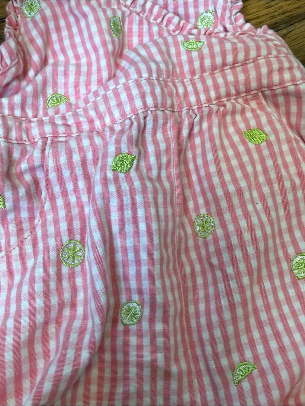 Gymboree Vintage Plaid Embroidered Lemon Baby Romper - Baby Girl 3-6 Months